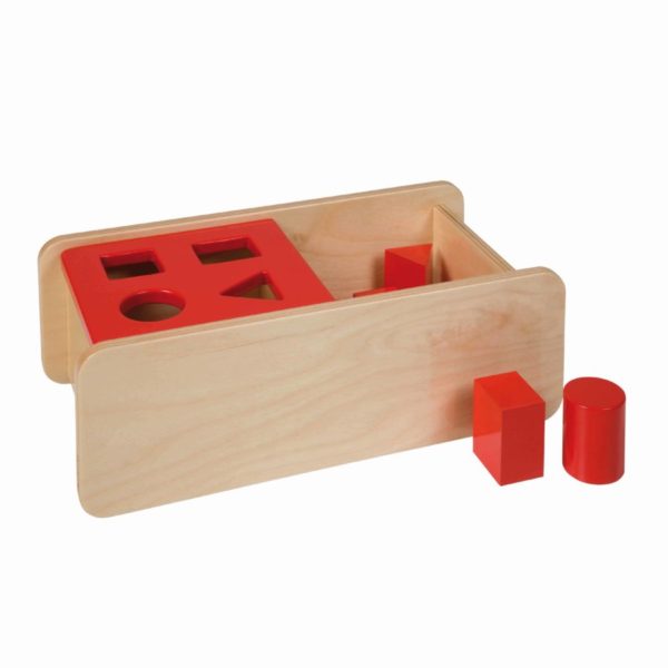 Montessori infant toddler material Imbucare box with flip lid - 4 shapes - Nienhuis Montessori