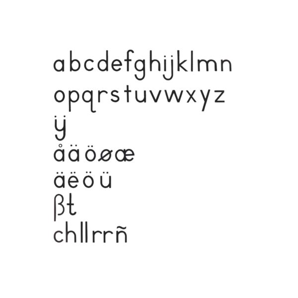 Petit alphabet mobile noir, écriture d'imprimerie internationale - Nienhuis Montessori