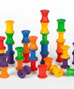 handmade sustainable wooden toy 36 spools - Grapat