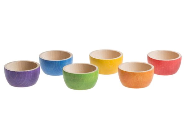 6 bowls (6 colours) - Grapat / Handmade sustainable wooden toy - Grapat