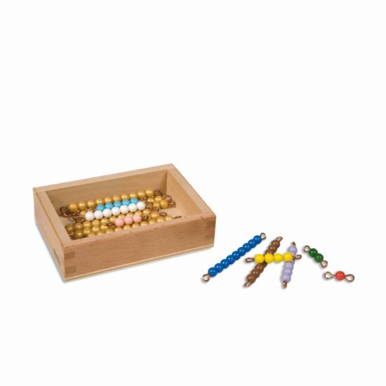 Kasten mit farbiger Perlentreppe und Zehnerstäbchen - Lose Perlen, Kunststoff (1 Satz) - Nienhuis Montessori