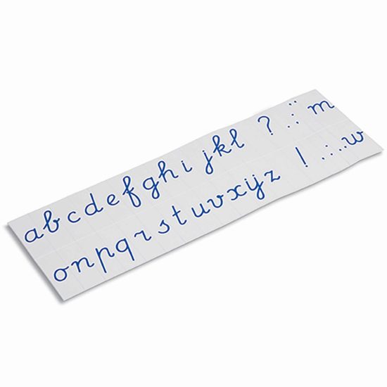 Alphabet imprimé: bleu écriture cursive internationale - Nienhuis Montessori