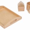 Kugel - Ei und Kubus auf einem Holztablett / Montessori material for infants - Nienhuis Montessori