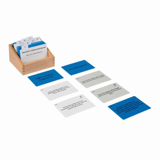 Kasten mit Aufgabenkarten für die geometrische Kommode (Englisch) - Nienhuis Montessori