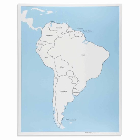 Kontrolkarte Südamerika: beschriftet - Nienhuis Montessori