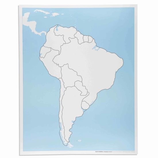 Montessori continent puzzle Kontrolkarte Südamerika: unbeschriftet - Nienhuis Montessori