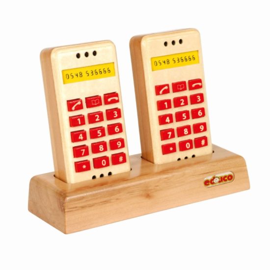 Wooden push button telephone set - Educo