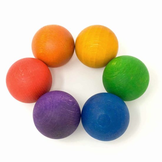 6 rainbow balls loose parts set / Handmade sustainable wooden toys - Grapat