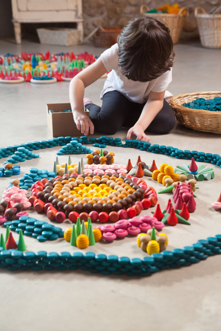 Mandala small blue coins / Handmade ecological wooden toys Grapat