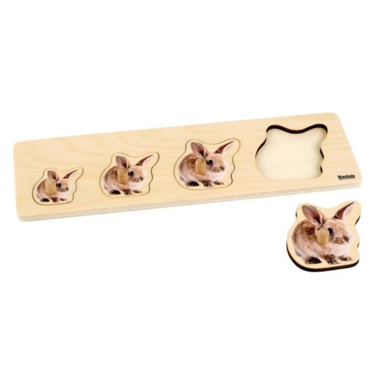 Montessori toddler material Toddler Puzzle: 4 Rabbits - Nienhuis Montessori