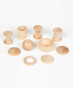 Treasure basket 10 natural wood elements toy kit / Handmade ecological wooden toys – Grapat
