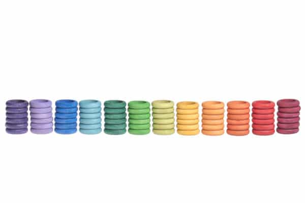 72 rainbow rings (12 colours) loose parts set / Handmade sustainable wooden toys - Grapat