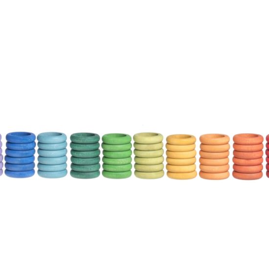 72 rainbow rings (12 colours) loose parts set / Handmade sustainable wooden toys - Grapat