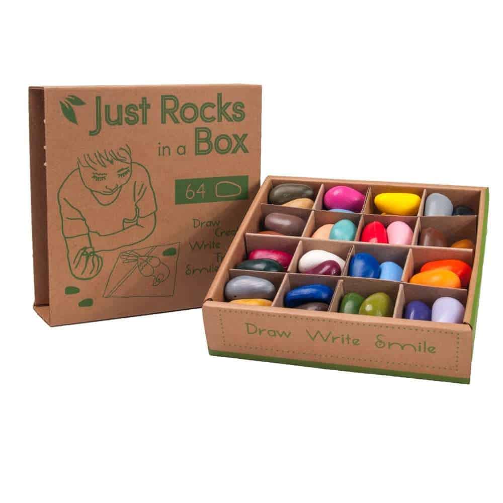 Just Rocks in a Box 32 Pairs Colors - Eco Soy Rock Crayons 64
