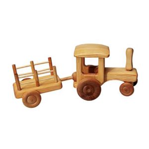 Wooden toy tractor with cart - Debresk Sweden