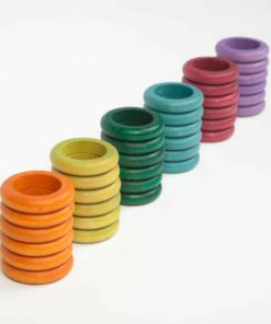 Handmade sustainable wooden toy 36 rings (6 colours: no basic) – Grapat
