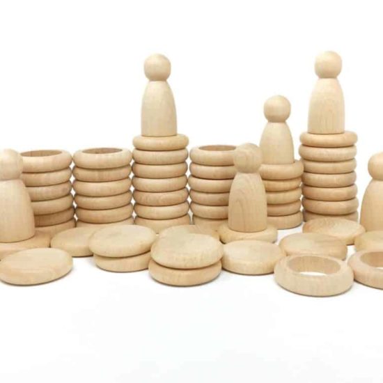 Nins®, rings and coins natural wood toy kit / Handmade sustainable wooden toys - Grapat