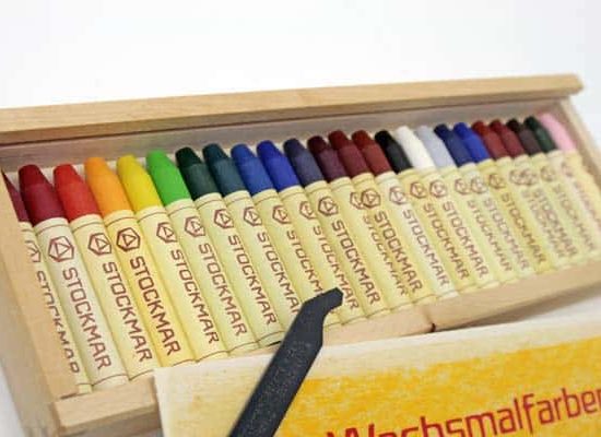 Stockmar wax stick crayons (24) in wooden box - Stockmar