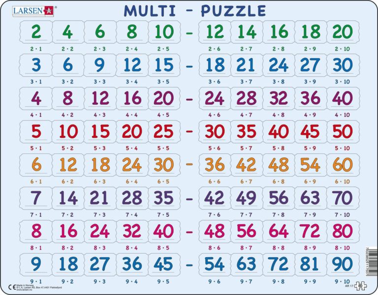 Maxi math puzzle: multiplication 2 to 9 - Larsen - Teia Education & Play