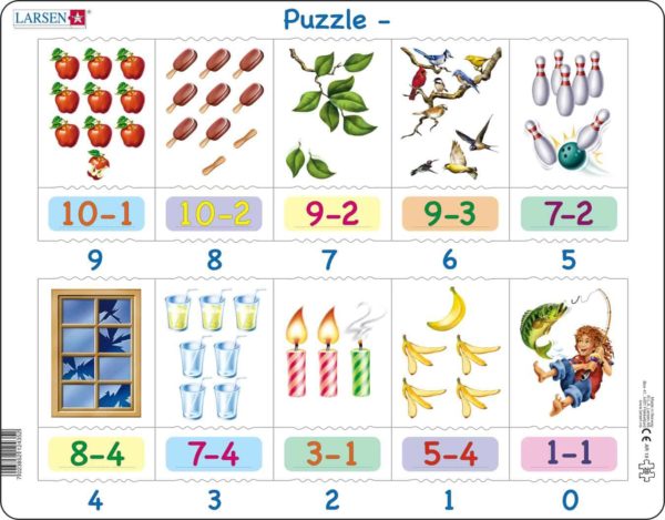 Maxi math puzzle: subtraction from 10-1 - Larsen
