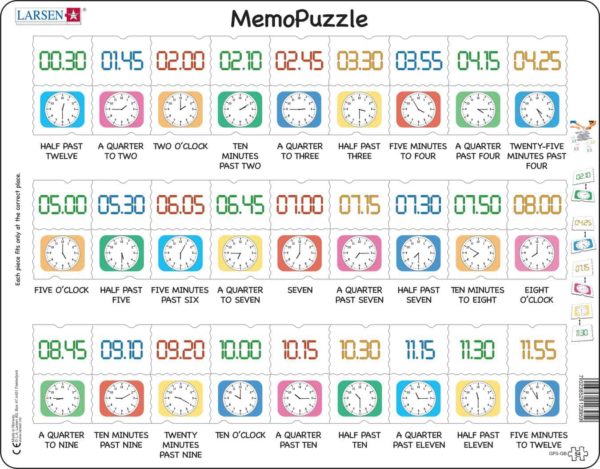 Maxi memo puzzle learn the clock: English - Larsen