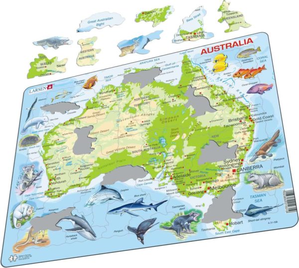 Maxi puzzle Australia with animals A31 - English - Larsen