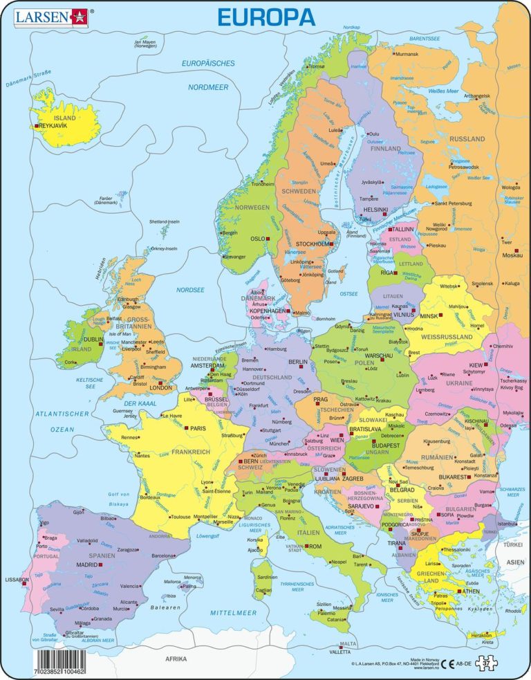 Maxi Puzzle Europe Political Map: German - Larsen - Teia Education & Play