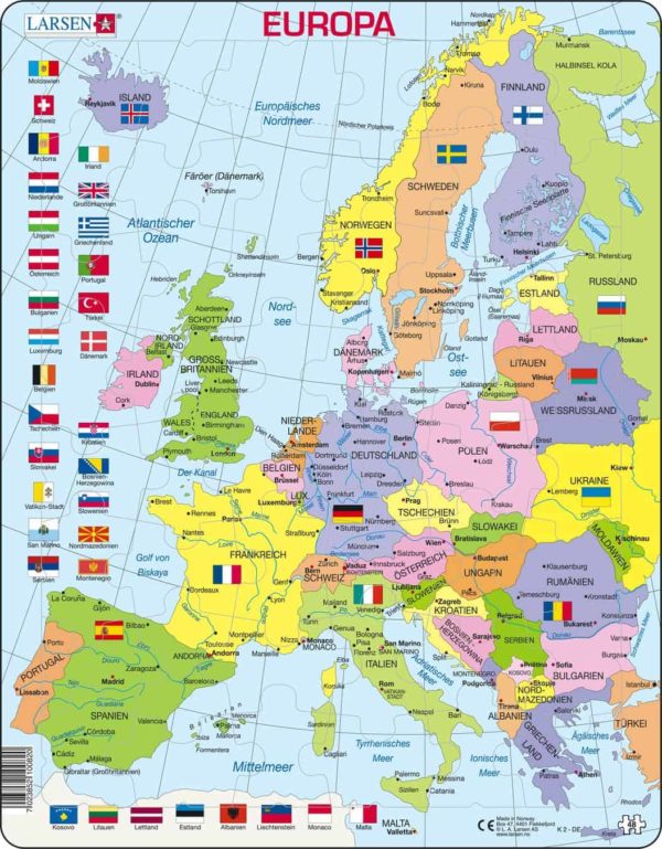 Maxi puzzle Europe Political Map K2- German - Larsen