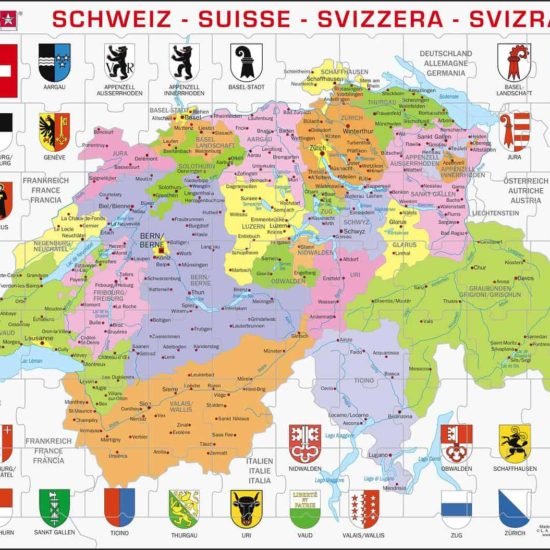 Maxi puzzle Switzerland political map - Larsen