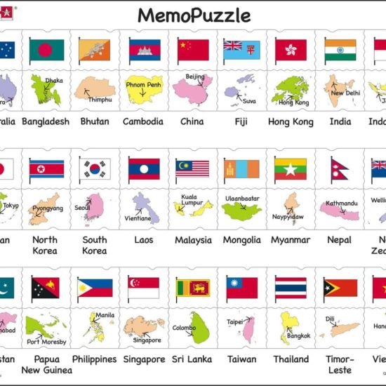 Maxi puzzle flags and capitals: Asia and the Pacific - Larsen