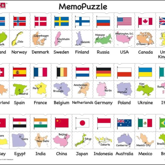 Maxi puzzle flags and capitals of 27 countries - Larsen