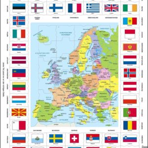 Maxi puzzle flags and political map of Europe: German - Larsen