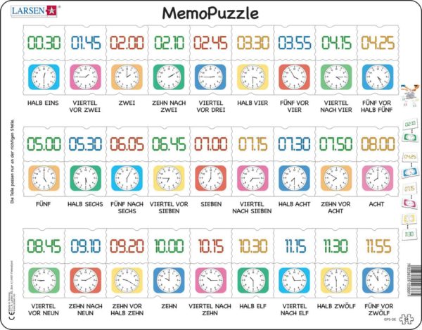 Maxi puzzle learn the clock: German - Larsen