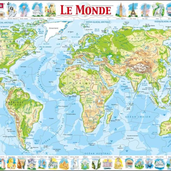 Maxi puzzle the world physical map: French - Larsen