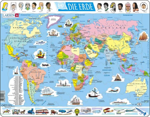 Maxi puzzle the world political map: German - Larsen