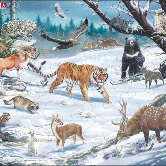 Maxi puzzle winter wildlife in Siberia and Northeast Asia - Larsen