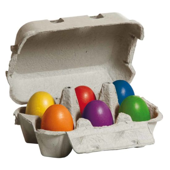 Wooden coloured eggs in a box - Erzi