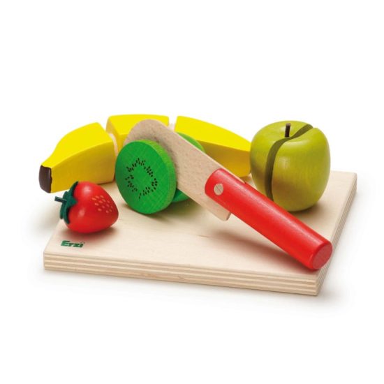 Realistic wooden play food - fruit salad cutting set - Erzi