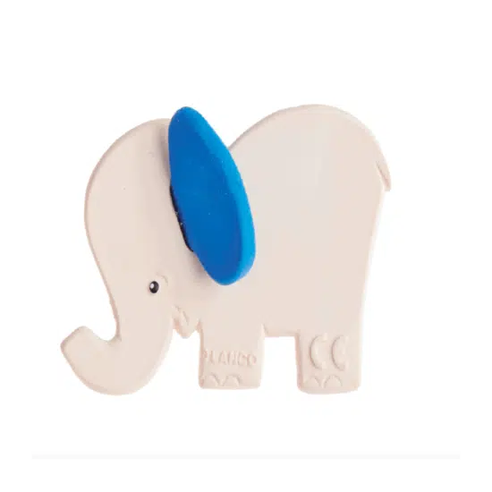 Jouet de dentition naturel en forme d'éléphant bleu : Jouet organique pour bébé - Lanco Barcelone