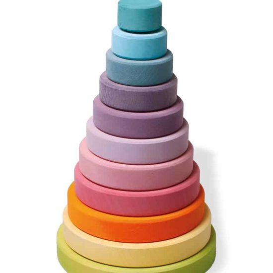 handmade wooden stacking toy Pastel disc tower - Grimm's