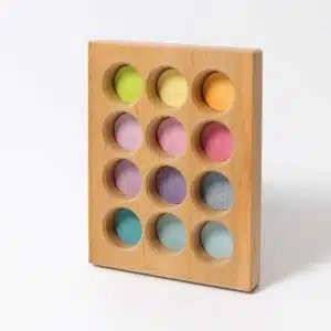 Handmade sustainable wooden toy Pastel sorting board - Grimm's
