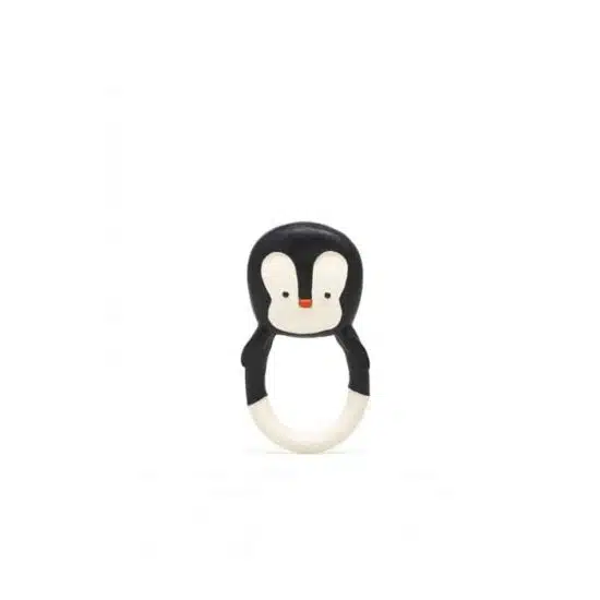 Jouet de dentition naturel en forme de pingouin : Jouet organique pour bébé - Lanco Barcelone