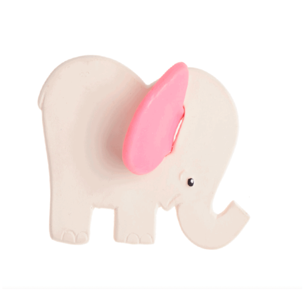 Jouet de dentition naturel en forme d'éléphant rose : Jouet biologique pour bébé - Lanco Barcelone