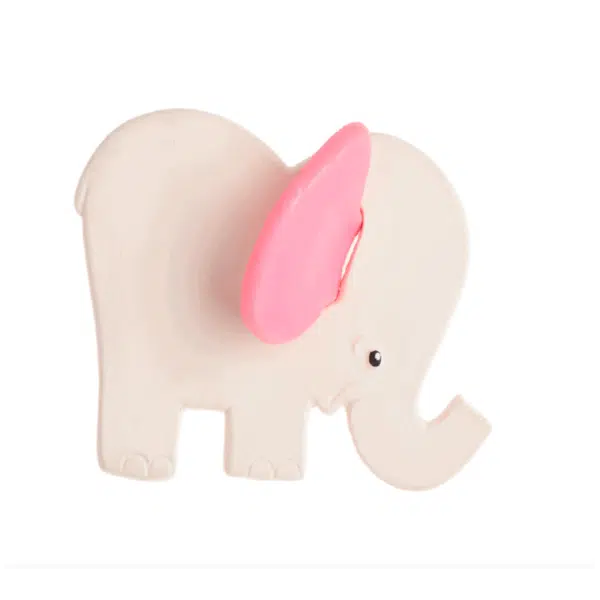 Jouet de dentition naturel en forme d'éléphant rose : Jouet biologique pour bébé - Lanco Barcelone