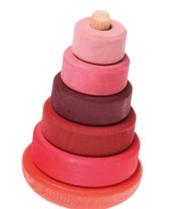 Handmade wooden stacking toy Pink wobbly stacking tower - Grimm's