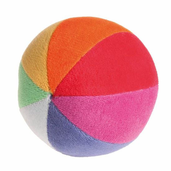 Handgefertigtes nachhaltiges Stoff-Baby-Sinnesspielzeug Regenbogenball - Grimm's