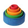 Handmade sustainable wooden toy bowls Rainbow blue set of bowls - Grimm's