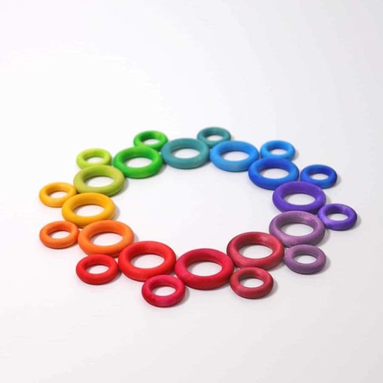 Handmade sustainable wooden toy Rainbow building rings - Grimm's