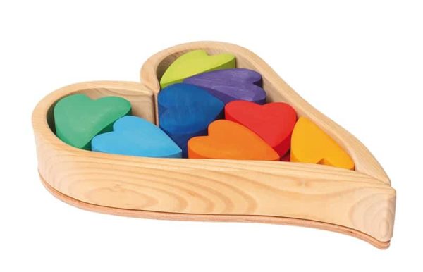 Handmade sustainable wooden toy Rainbow hearts - Grimm's