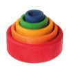 Handmade sustainable wooden toy bowls Rainbow red set of bowls - Grimm's